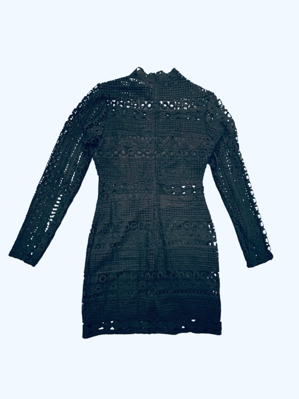 Lulus Full-Hearted Black Crochet Lace Long Sleeve Sheath Dress Bodycon S - Picture 10 of 13